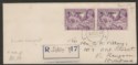 Click for more photos and details Burma 1945 KGVI MILY ADMIN 3a Pair with Double Opt Used Reg Rangoon Cover SG43