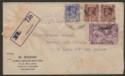 Click for more photos and details Burma 1941 KGVI 3a, 1a x2, 6p Used Registered Cover to St Lucia