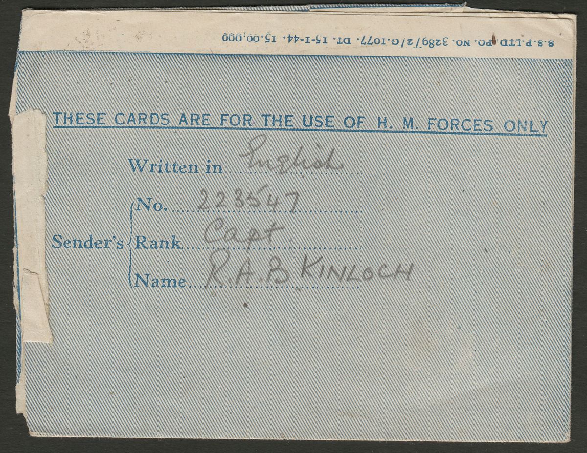 British Army Field PO 1944 Service Cover Contents Chindits Glider Mission Burma