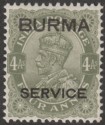 Click for more photos and details Burma 1937 KGV Service Opt on India 4a Sage-Green Mint SG O7