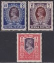 Burma 1938 King George VI 1r, 2r, 5r Mint SG30-32 cat £110