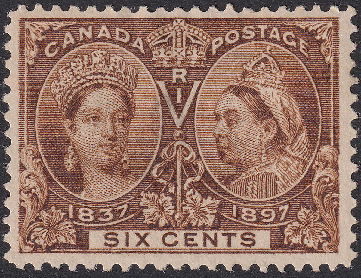 Canada 1897 QV Jubilee 6c Brown Mint SG129 cat £140 with gum loss