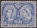 Click for more photos and details Canada 1897 QV Jubilee 50c Bright Ultramarine Mint SG135 cat £200 small thin