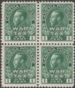 Canada 1915 KGV 1c War Tax Block of 4 Mint SG228