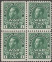 Click for more photos and details Canada 1915 KGV 1c War Tax Block of 4 Mint SG228