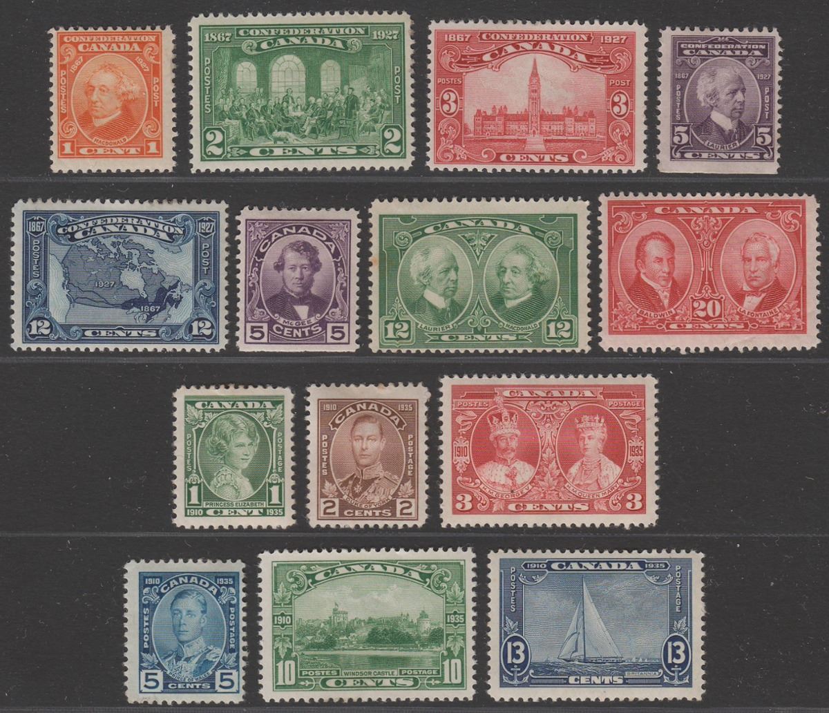 Canada 1927-35 KGV 60th Anniv of Confederation + Silver Jubilee Sets Mostly Mint