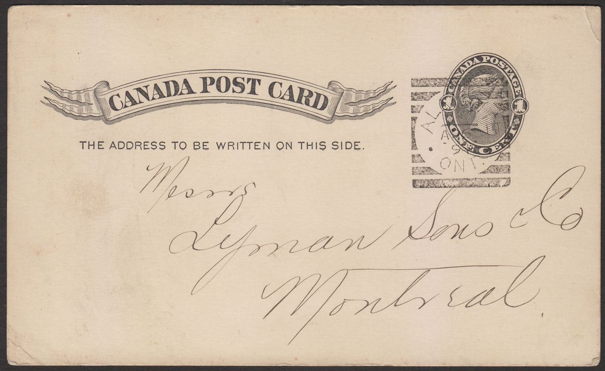 Canada 1894 QV 1c Postal Stationery Postcard Used with ALMONTE Postmark