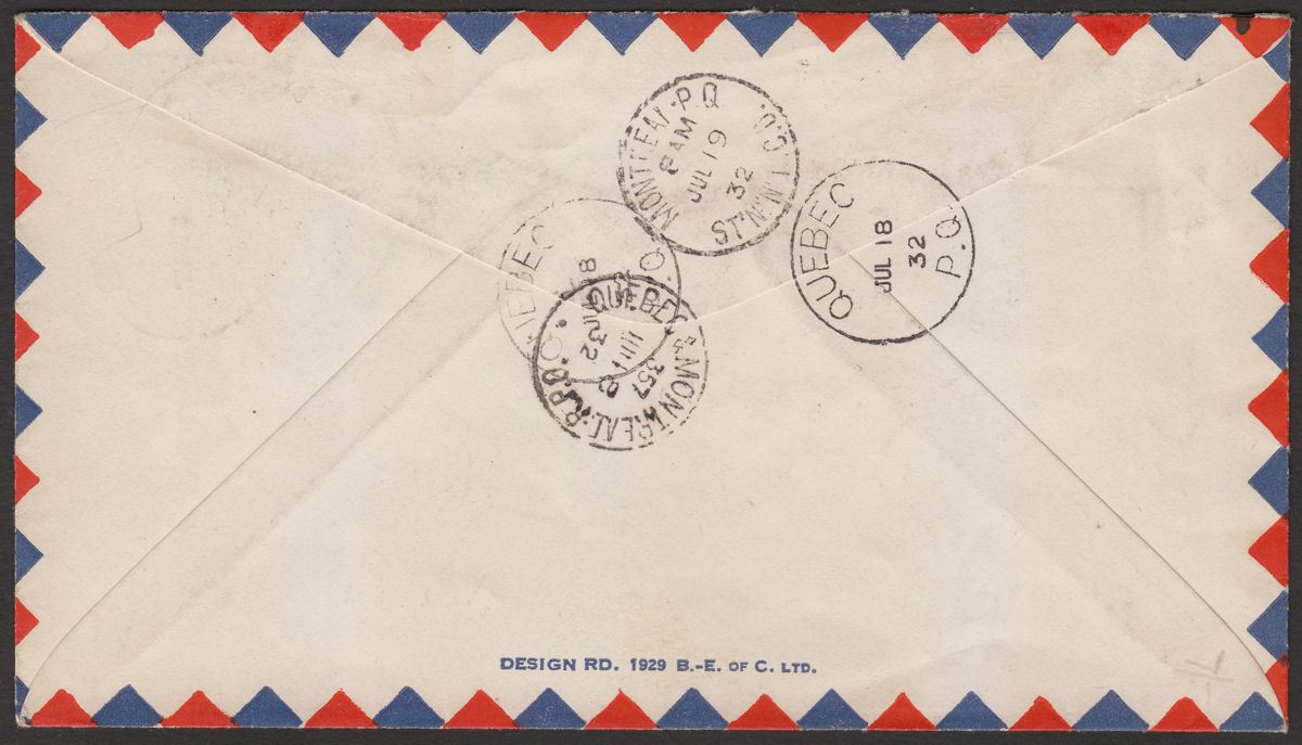 Canada 1932 KGV Ottawa Conference Set Used on Airmail Cover Quebec to Montreal