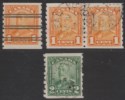 Click for more photos and details Canada 1928 KGV 1c Orange, 2c Green Imperf x Perf 8 Coil Used SG286-287