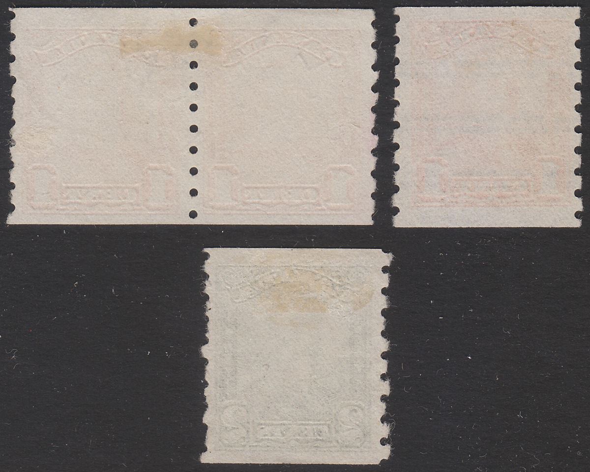 Canada 1928 KGV 1c Orange, 2c Green Imperf x Perf 8 Coil Used SG286-287
