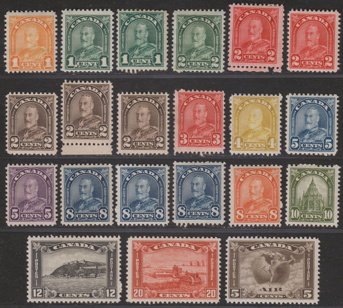 Canada 1930 King George V Set to 20c Mint SG288-301 + Airmail 5c 