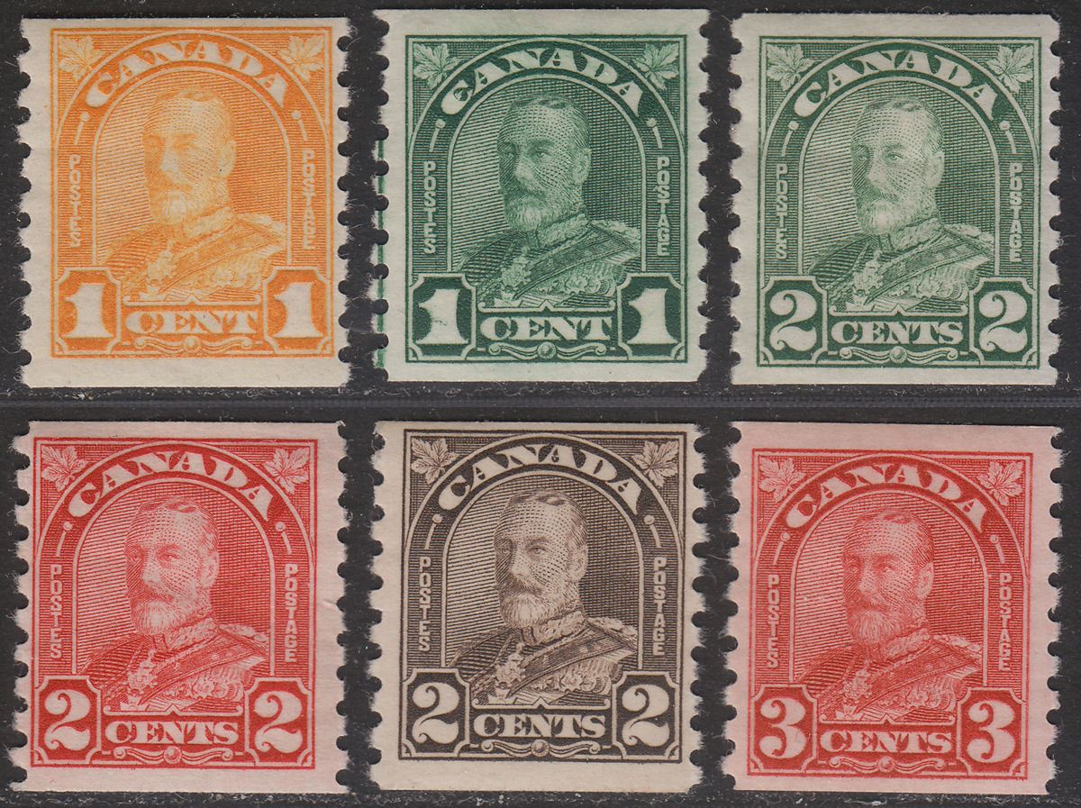 Canada 1930-31 KGV Imperf x Perf 8½ Coil Set Mint SG304-309 cat £45
