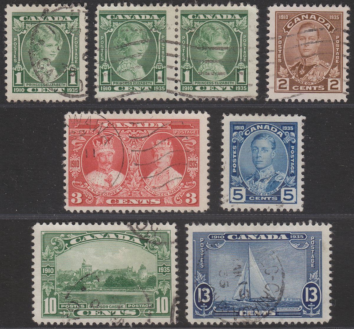 Canada 1935 KGV Silver Jubilee Set Used SG335-340 cat £32