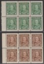 Canada 1935 KGV 1c Green, 2c Brown Booklet Panes of 6 Mint SG341a-342a cat £57