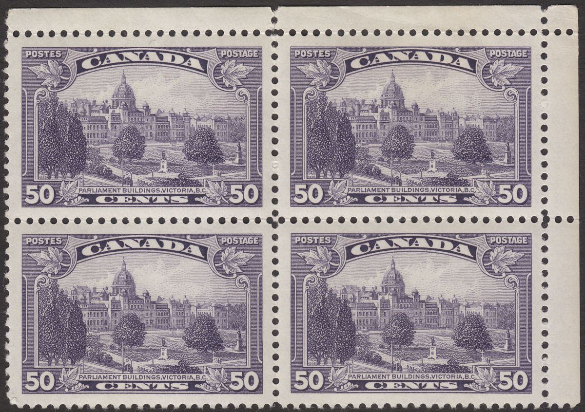 Canada 1935 KGV 50c Deep Violet Block of 4 Mint SG350 cat £120