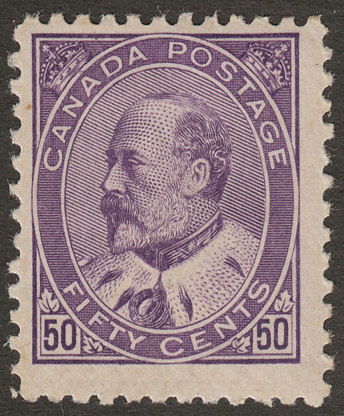 Canada 1908 KEVII 50c Deep Violet Mint SG187 cat £500