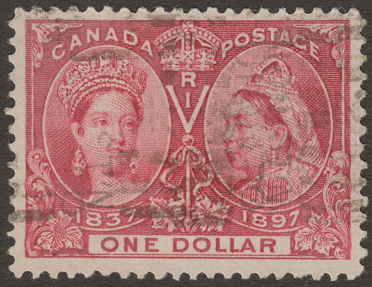 Canada 1897 QV Jubilee $1 Lake Used SG136 cat £550 with light roller cancel