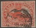 Click for more photos and details Canada Colony 1852 QV Beaver 3d Scarlet-Verm? Used SG7 cat £275 w 3+ margins