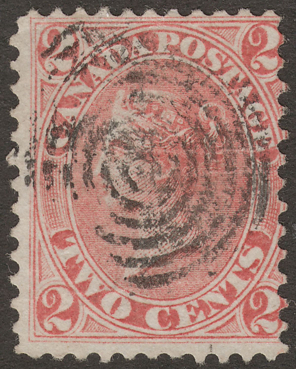 Canada Colony 1864 Queen Victoria 2c Rose-Red Used SG44 cat £170
