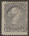 Click for more photos and details Canada 1890 QV Large Queen 15c Slate-Violet? perf 12 Mint SG71 cat £75 tones