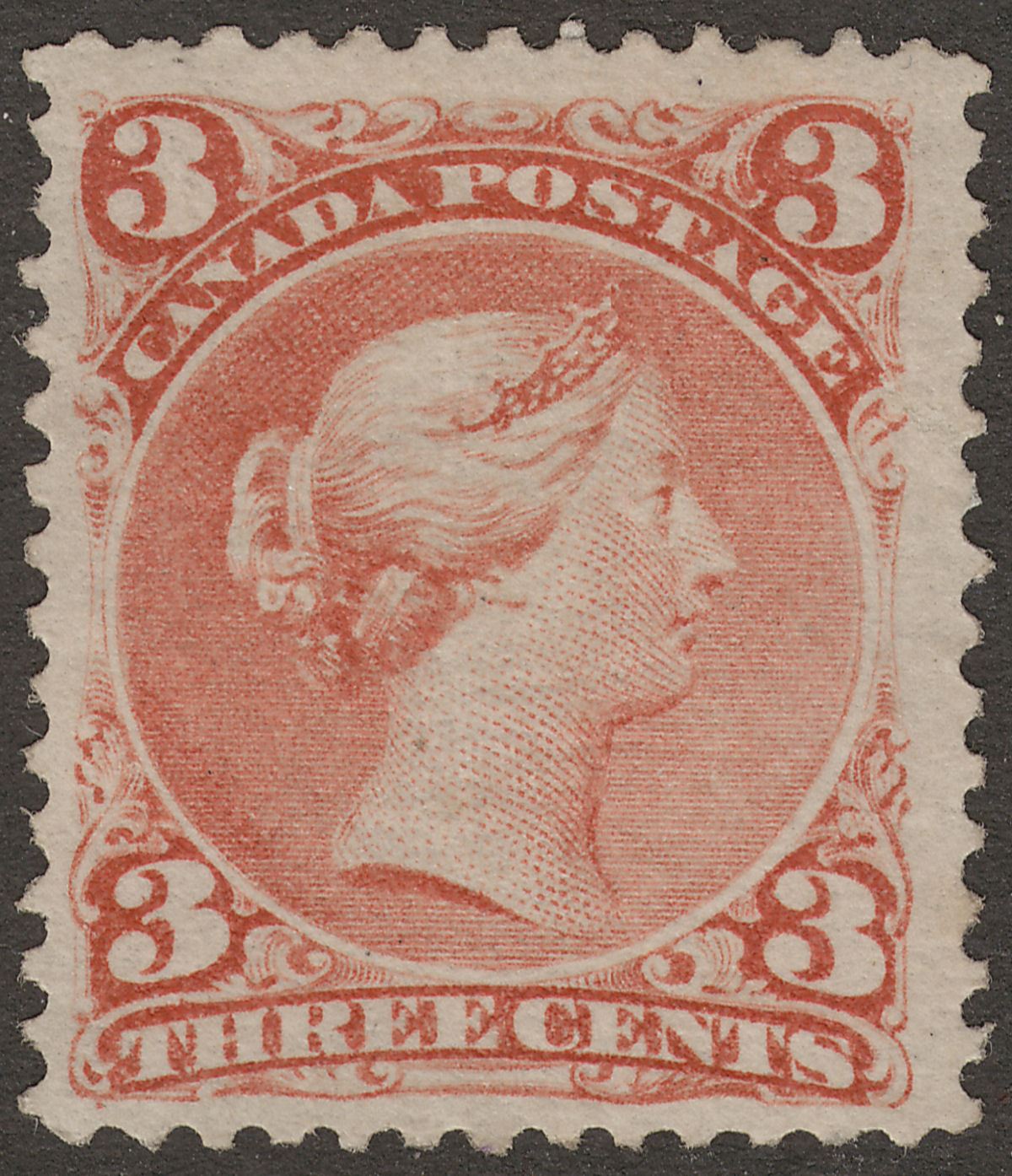 Canada 1868 QV Large Queen 3c Brown-Red Mint SG58 cat £1300