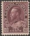 Click for more photos and details Canada 1912 King George V 10c Reddish Purple Mint SG211 cat £140