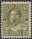 Click for more photos and details Canada 1912 King George V 20c Olive-Green Mint SG212 cat £45