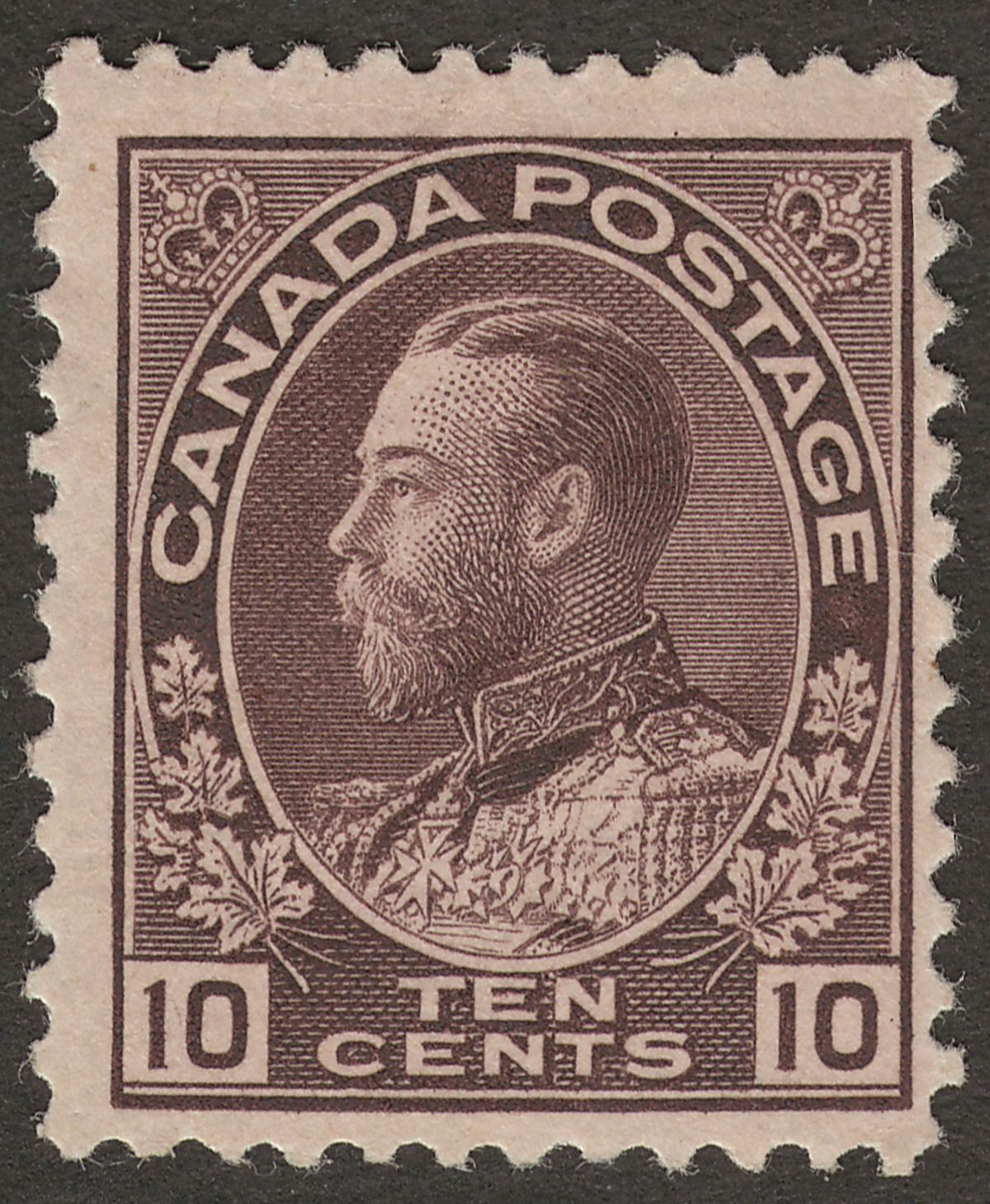 Canada 1912 King George V 10c Brownish Purple Mint SG210 cat £100