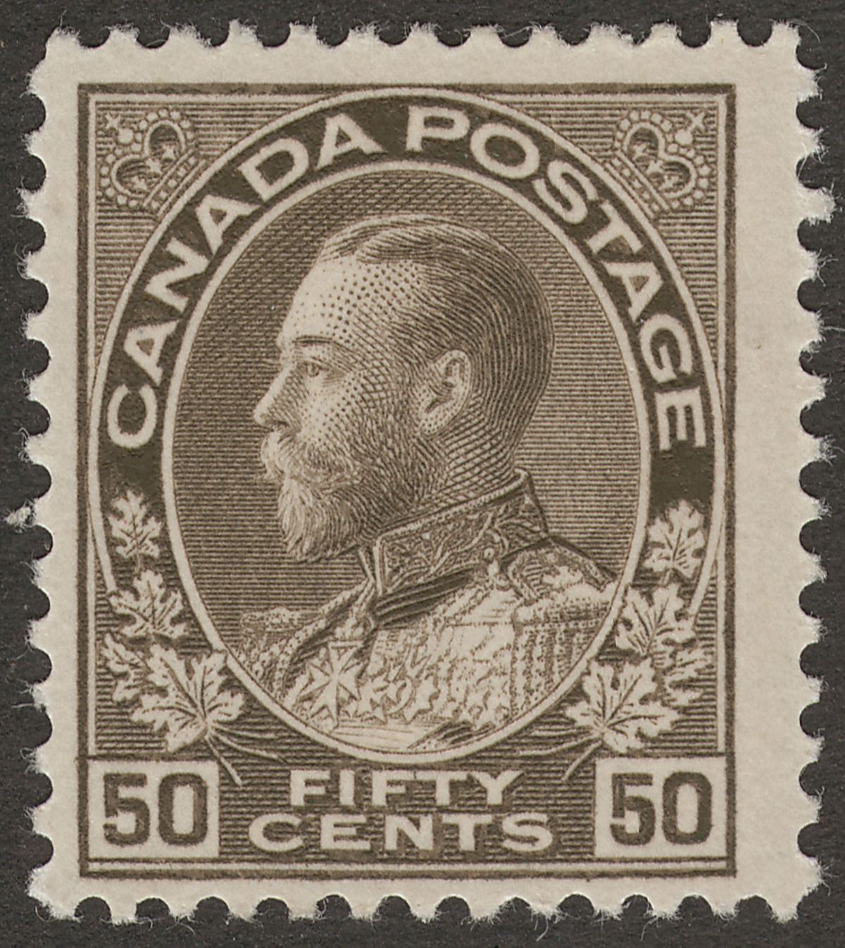 Canada 1912 King George V 50c Sepia Mint SG215 cat £50