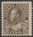 Click for more photos and details Canada 1912 King George V 50c Sepia Mint SG215 cat £50