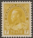 Click for more photos and details Canada 1916 King George V 7c Yellow-Ochre Mint SG209 cat £27