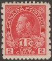 Click for more photos and details Canada 1916 KGV Tax 2c+1c Bright Rose-Red perf 12 x 8 Die I Mint SG236 cat £48