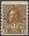 Click for more photos and details Canada 1916 KGV Tax 2c+1c Deep Brown imperf x perf 8 Die II Mint SG243 cat £60