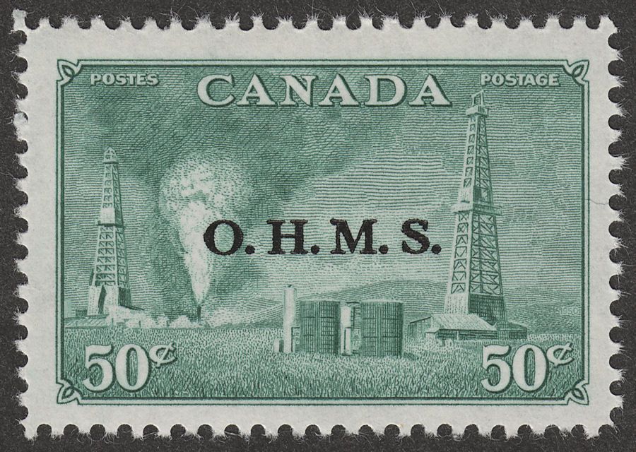 Canada 1950 KGVI OHMS Overprint 50c Green Mint SG O177