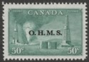 Click for more photos and details Canada 1950 KGVI OHMS Overprint 50c Green Mint SG O177