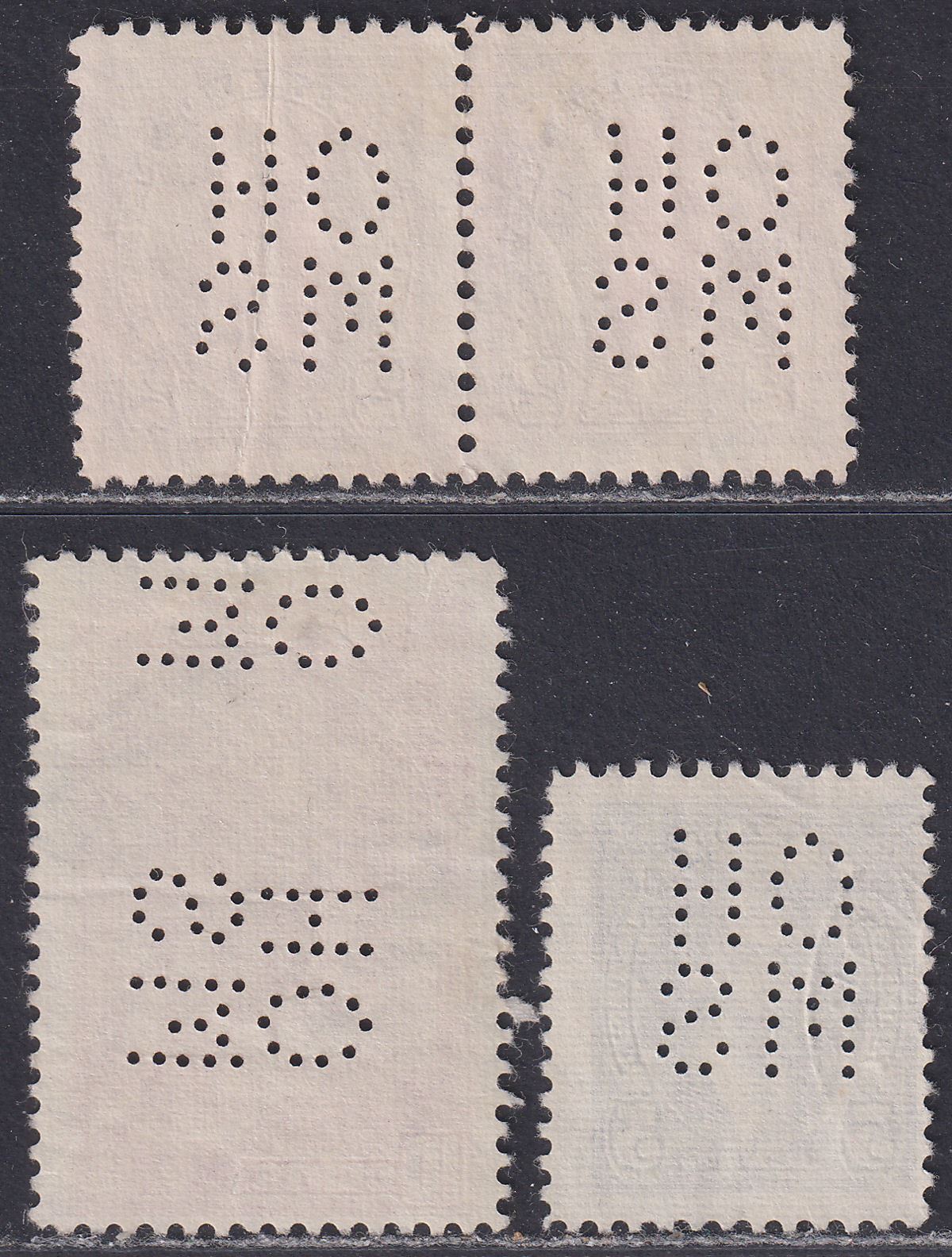 Canada 1937 KGVI Official OHMS 5 Hole Perfins 2c Pair, 5c, 10c Used cat £60