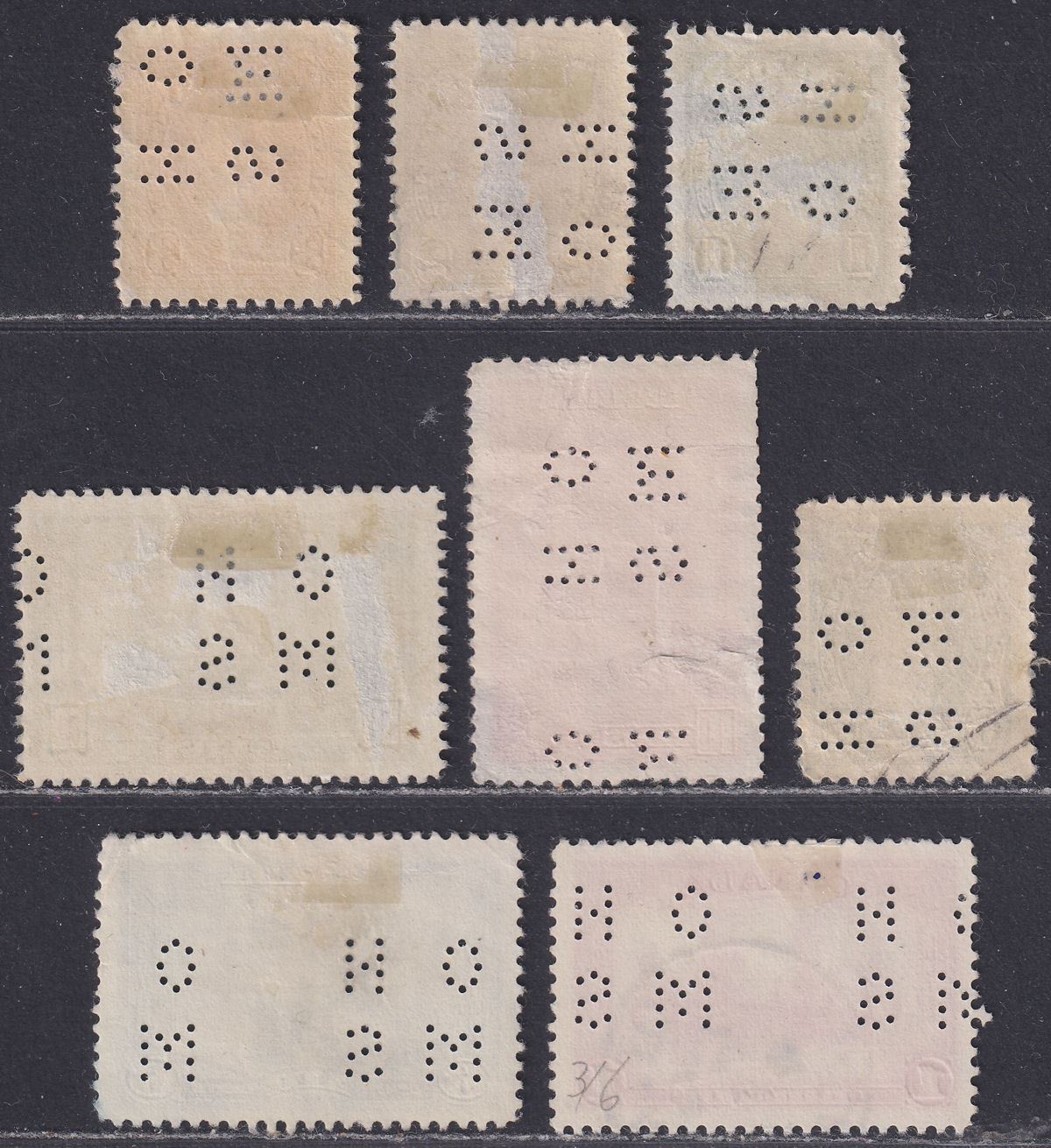 Canada 1939 KGVI Official OHMS Perfin Part Set to $1 + Airmail 6c Used - FAULTY