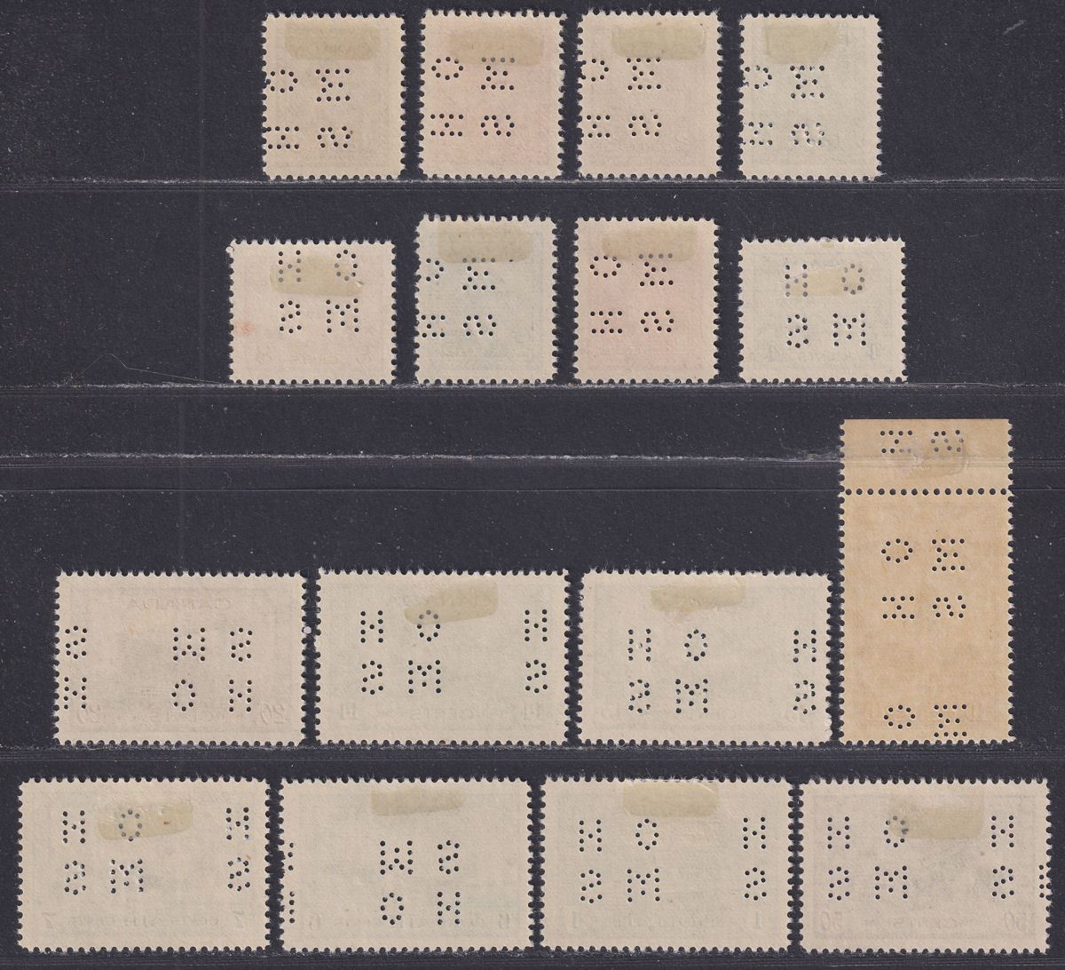 Canada 1942 KGVI Official OHMS Perfin Set Mint SG O137-O152 cat £250