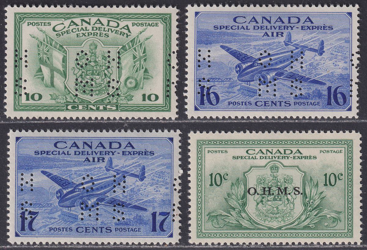 Canada 1942-50 KGVI Official OHMS Special Delivery Mint SG OS14-OS16 + OS20 c£78