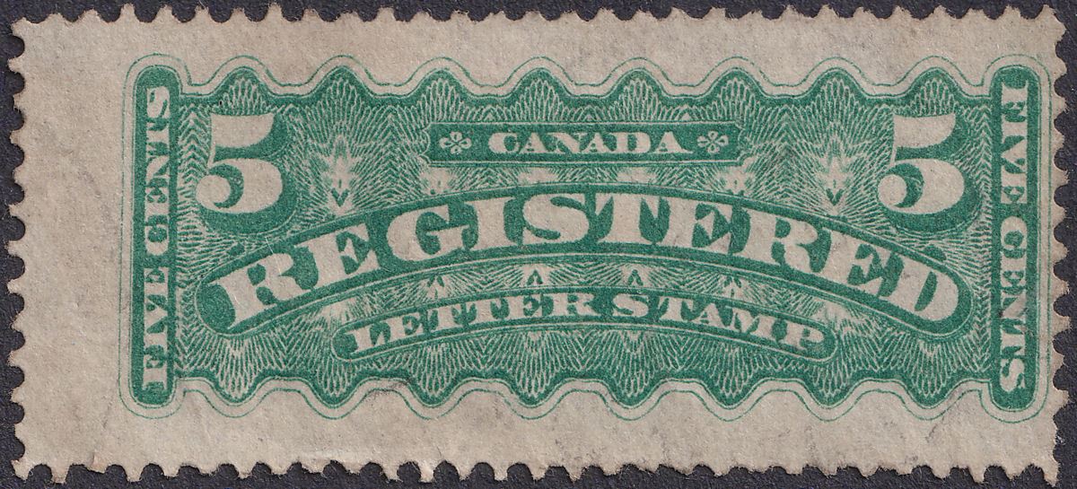Canada 1889 Queen Victoria Registration 5c Blue-Green Unused? SG R7 cat £110