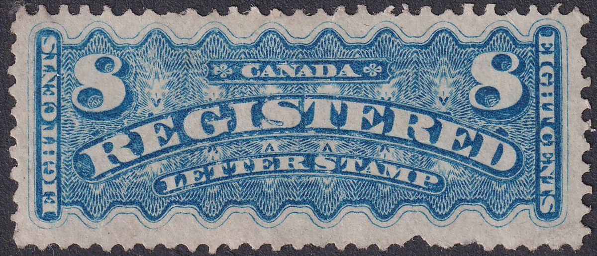 Canada 1875 Queen Victoria Registration 8c Blue Unused SG R8 cat £450 FAULTY