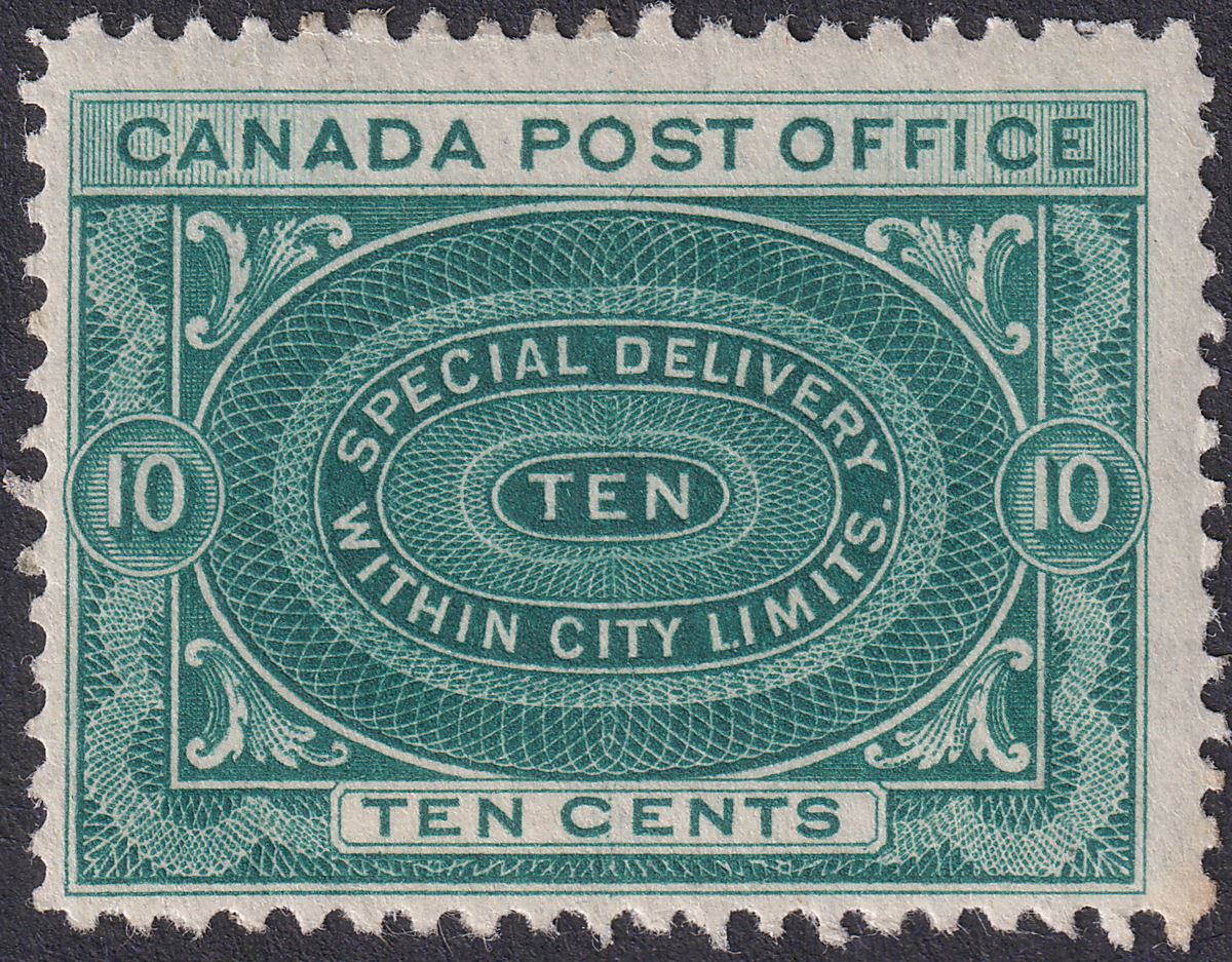 Canada 1898 QV Special Delivery 10c Blue-Green Mint SG S1 cat £90