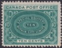 Canada 1898 QV Special Delivery 10c Blue-Green Mint SG S1 cat £90
