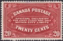 Canada 1922 KGV Special Delivery 20c Carmine-Red Mint SG S4 cat £42 FAULTY