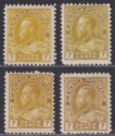 Click for more photos and details Canada 1912-16 King George V 7c Shade Selection Mint SG206b-209