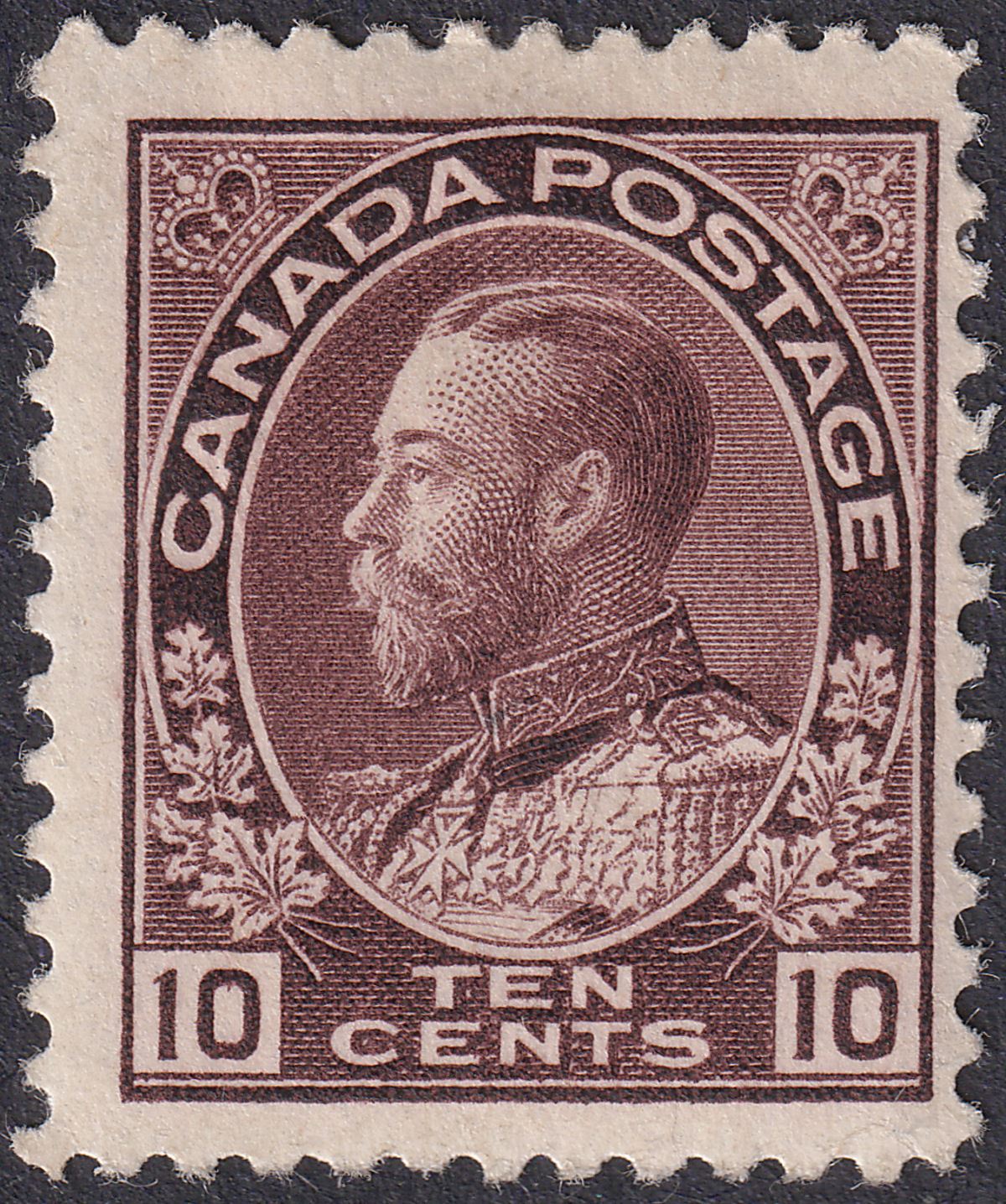 Canada 1912 King George V 10c Brownish Purple Mint SG210 cat £120