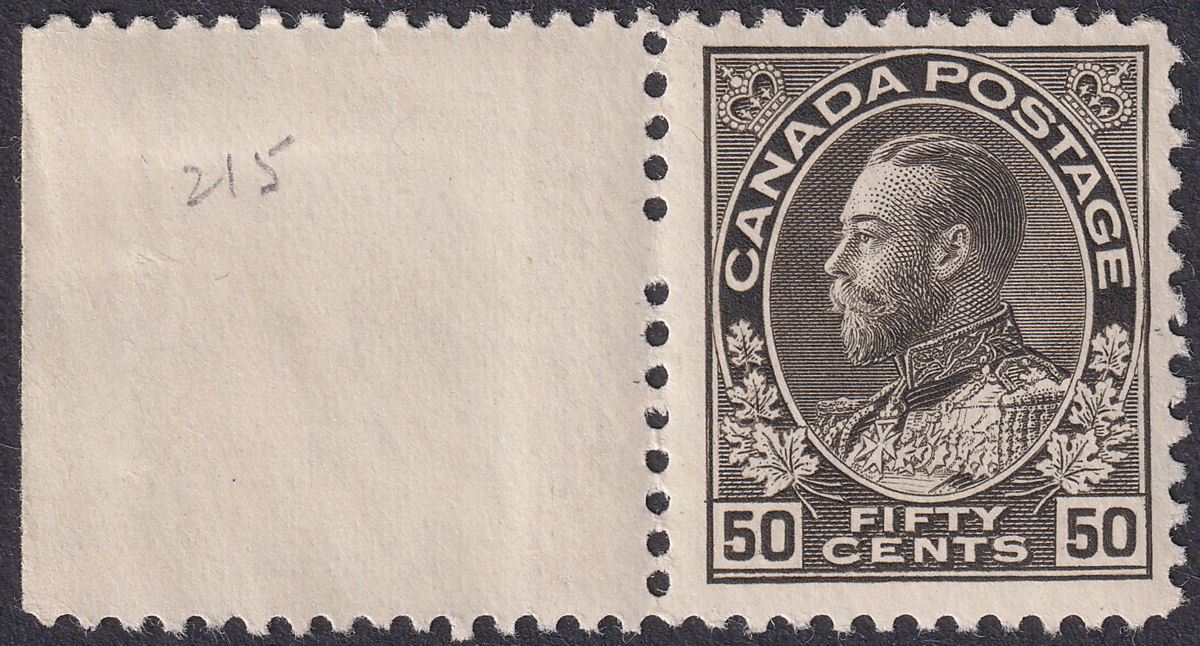 Canada 1912 King George V 50c Grey-Black UM Mint SG214 cat £150 MNH light bend