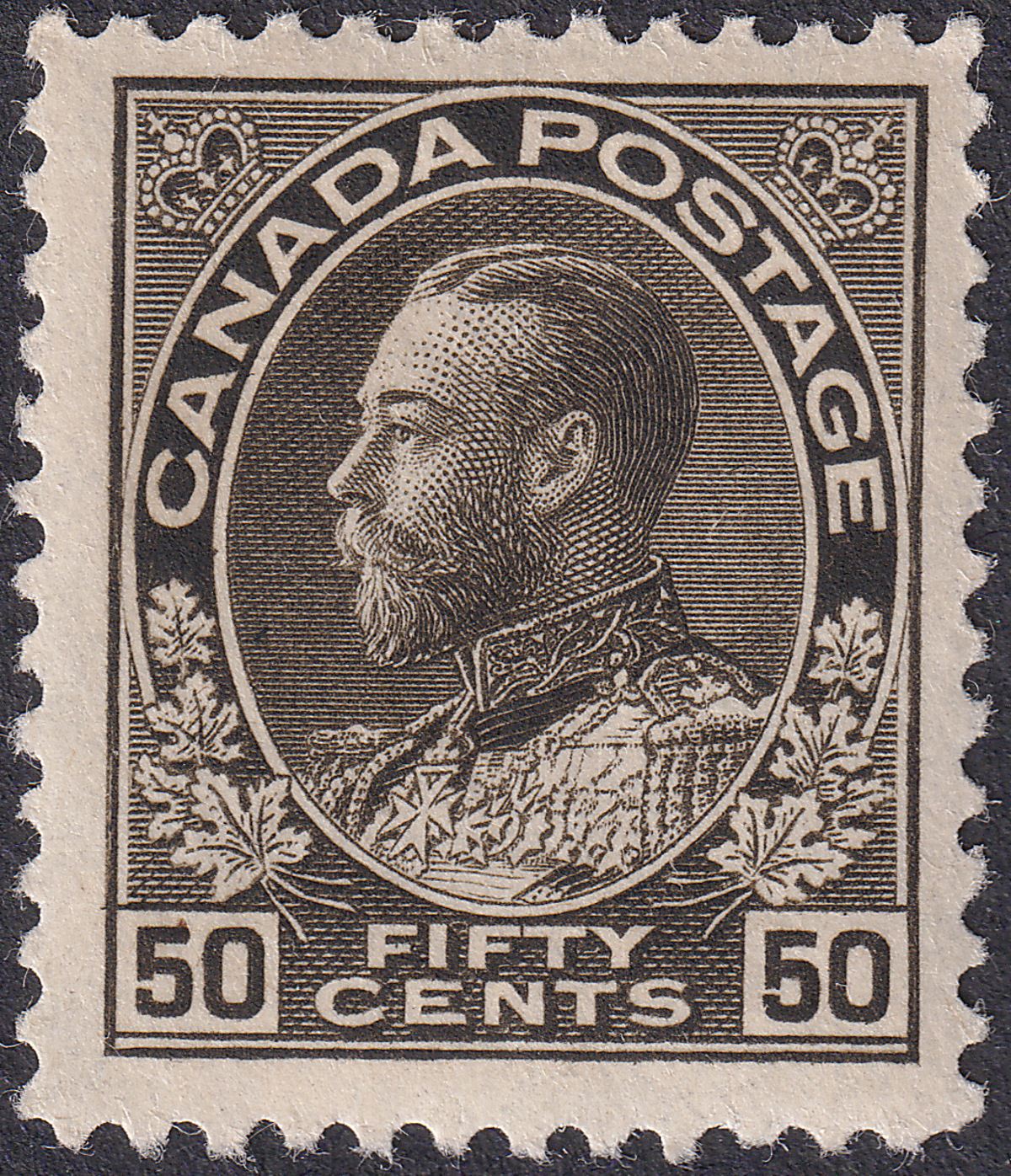 Canada 1911 King George V 50c Sepia Mint SG215 cat £60