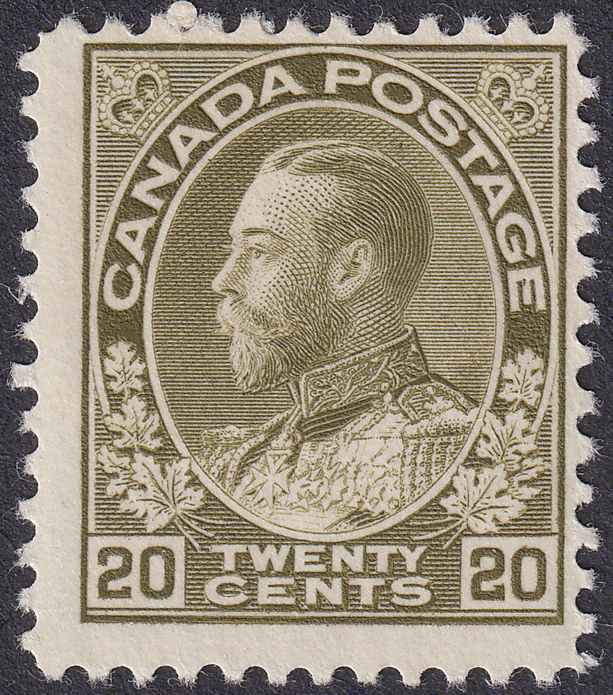 Canada 1912 King George V 20c Olive-Green Mint SG212 cat £55