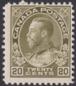 Click for more photos and details Canada 1912 King George V 20c Olive-Green Mint SG212 cat £55